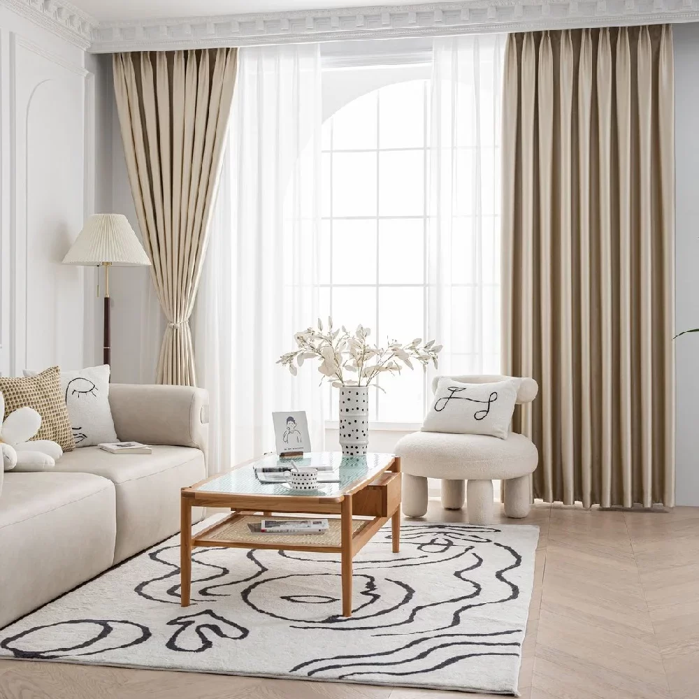 Beige Blackout curtains