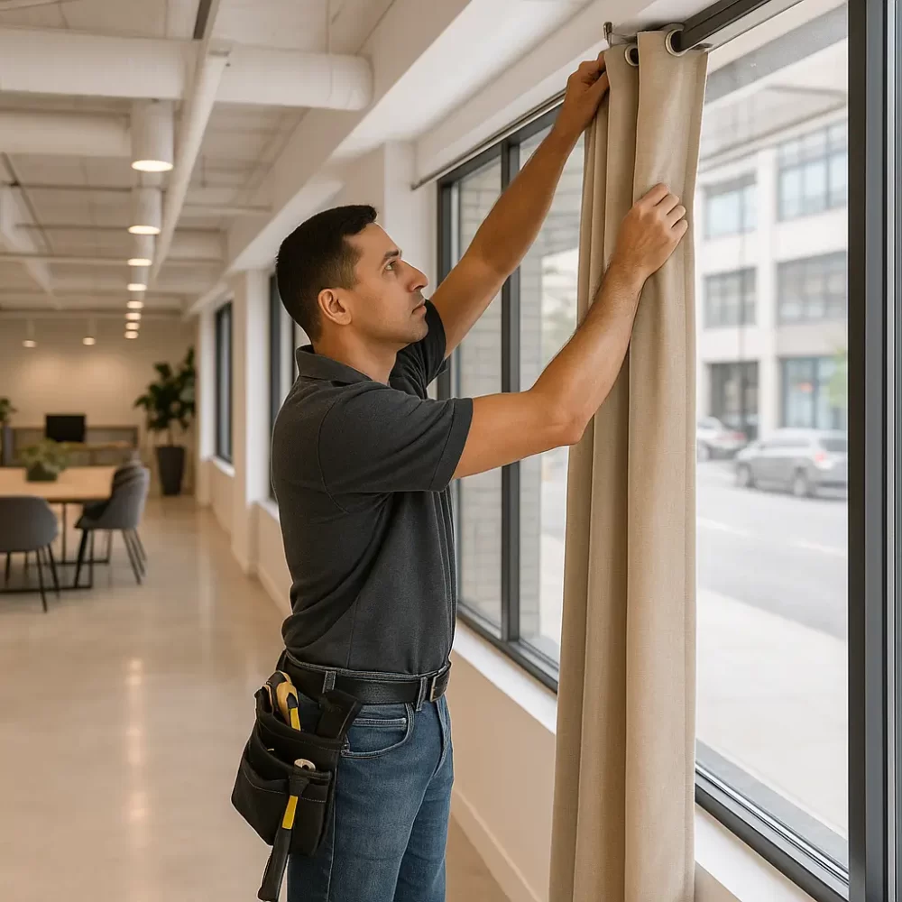 Commercial Curtain Installation Hanging